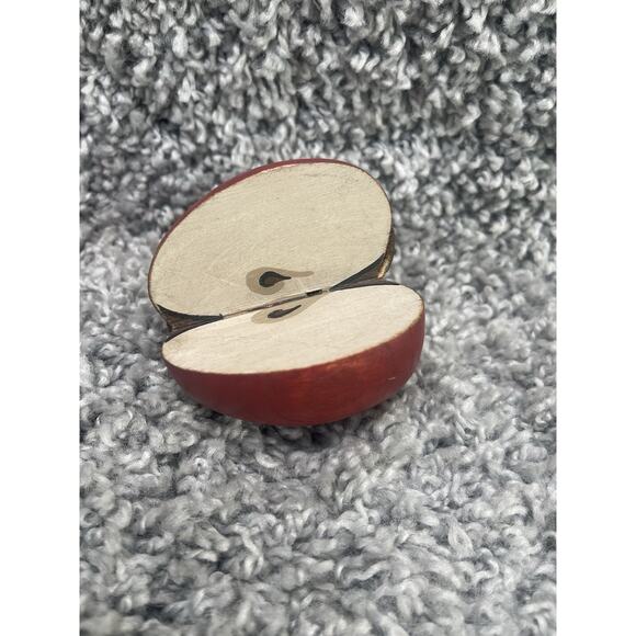 Crafted Wooden Red Apple With Slices Cut Out Fractions Decorative Decor Item - Picture 12 of 12